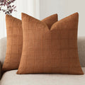 Foindtower Linen Check Decorative Throw Pillow Covers 18×18 Natural Beige