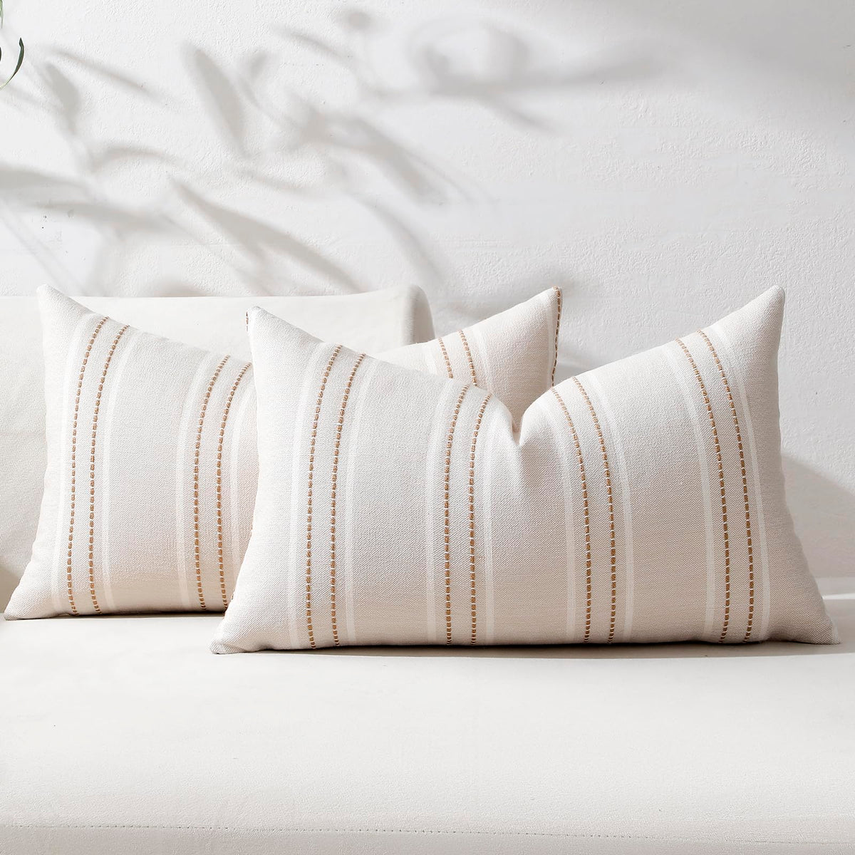 Hckot Sage Green Throw Pillow Covers 20x20 Set of 2 Striped Pillow Covers