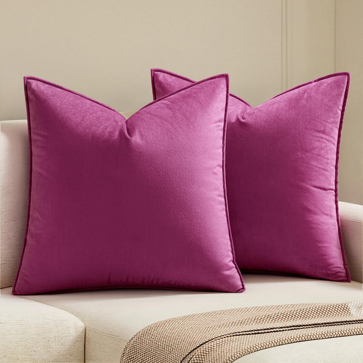MIULEE Decorative Brown Velvet Throw Pillow Covers for Couch 18x18 Inch