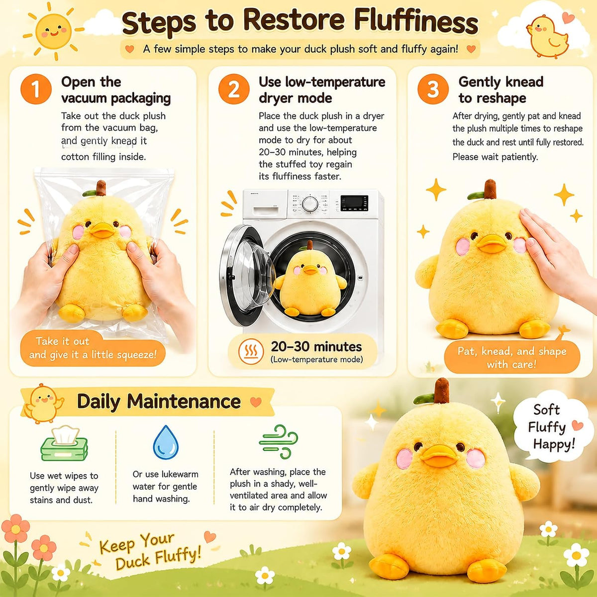 Cute Green Duck Pear Plush Pillow 12 Inch Kawaii Stuffed Animal Plush Soft Plushies Gifts (Green, Medium)