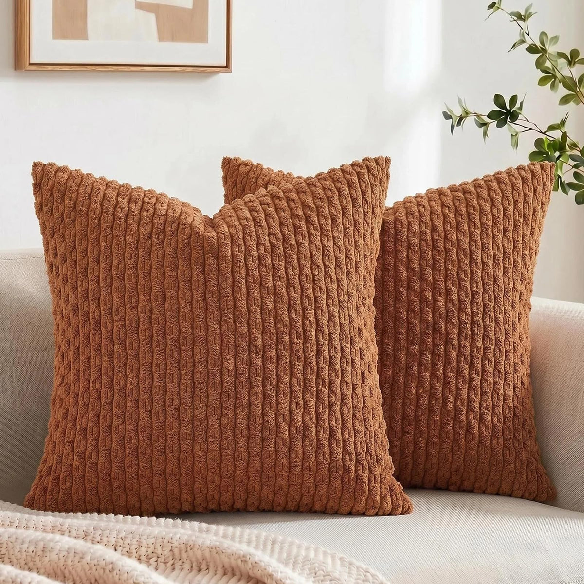 Fancy Homi 2 Packs Blush Pink Decorative Throw Pillow Covers 18x18 Inch for Couch Bed Sofa, Modern Farmhouse Boho Home Decor, Soft Cute Plush Corduroy Cushion Case 45x45 cm