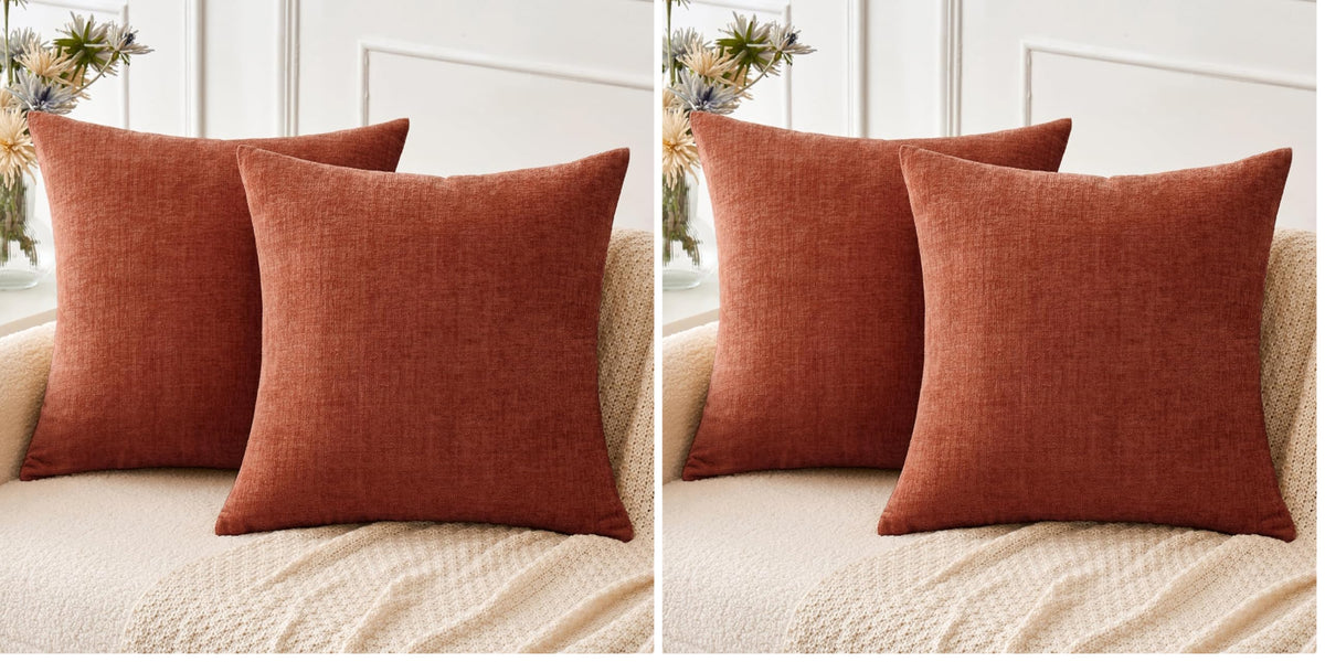 MIULEE Soft Chenille Throw Pillow Covers Green 18x18 Inch Pack of 2