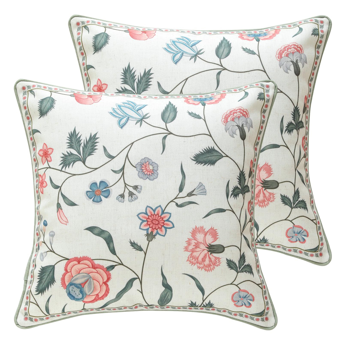 ISAENNE Vintage Elegant Linen Square Throw Pillow Cover,18"x18"-Albano A