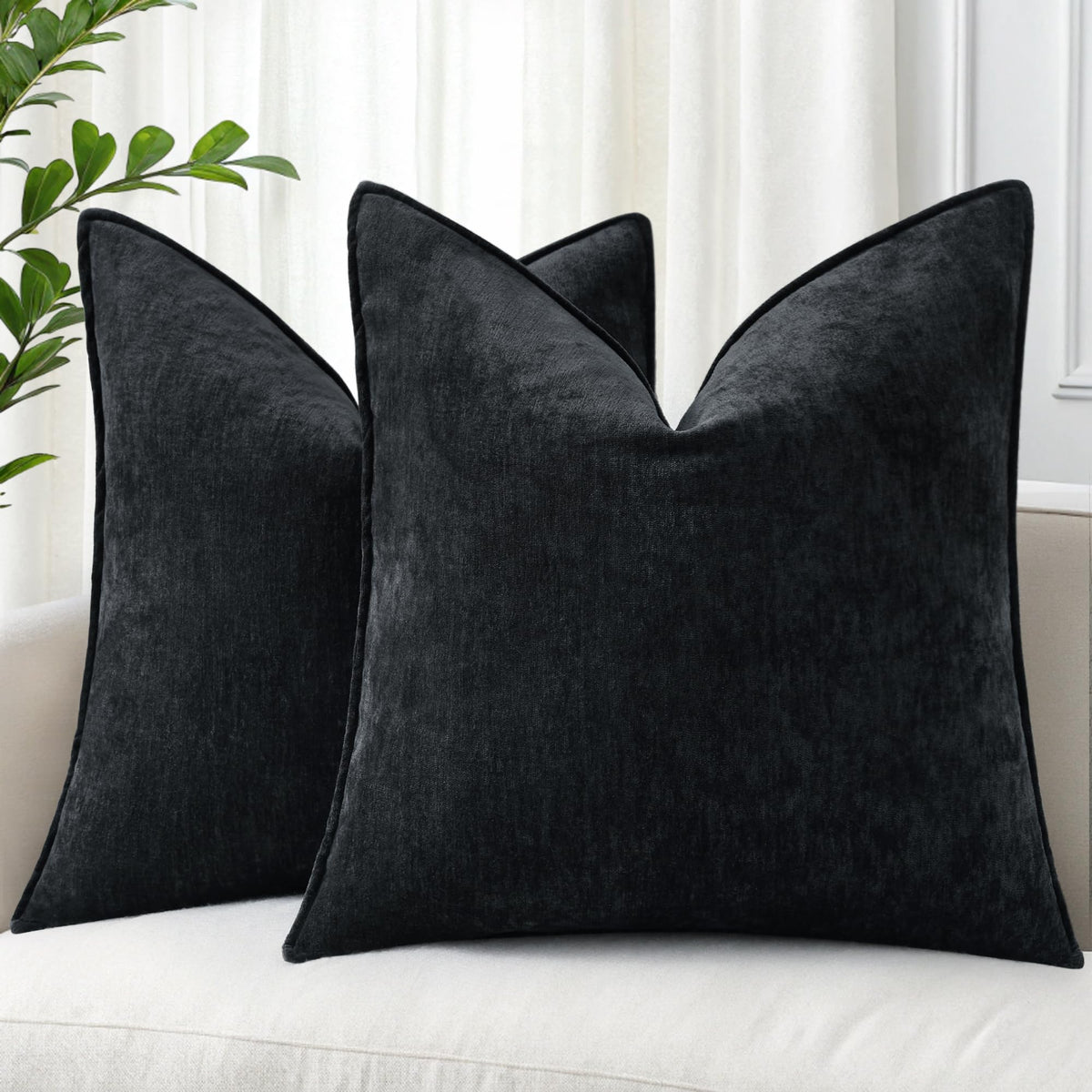 decorUhome Chenille Ultimate Gray Throw Pillow Covers 18x18 Set of 2
