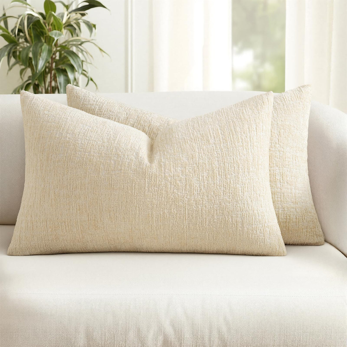 MIULEE Couch Pillow Covers Textured Chenille Home Decor 20x20 Navy Blue