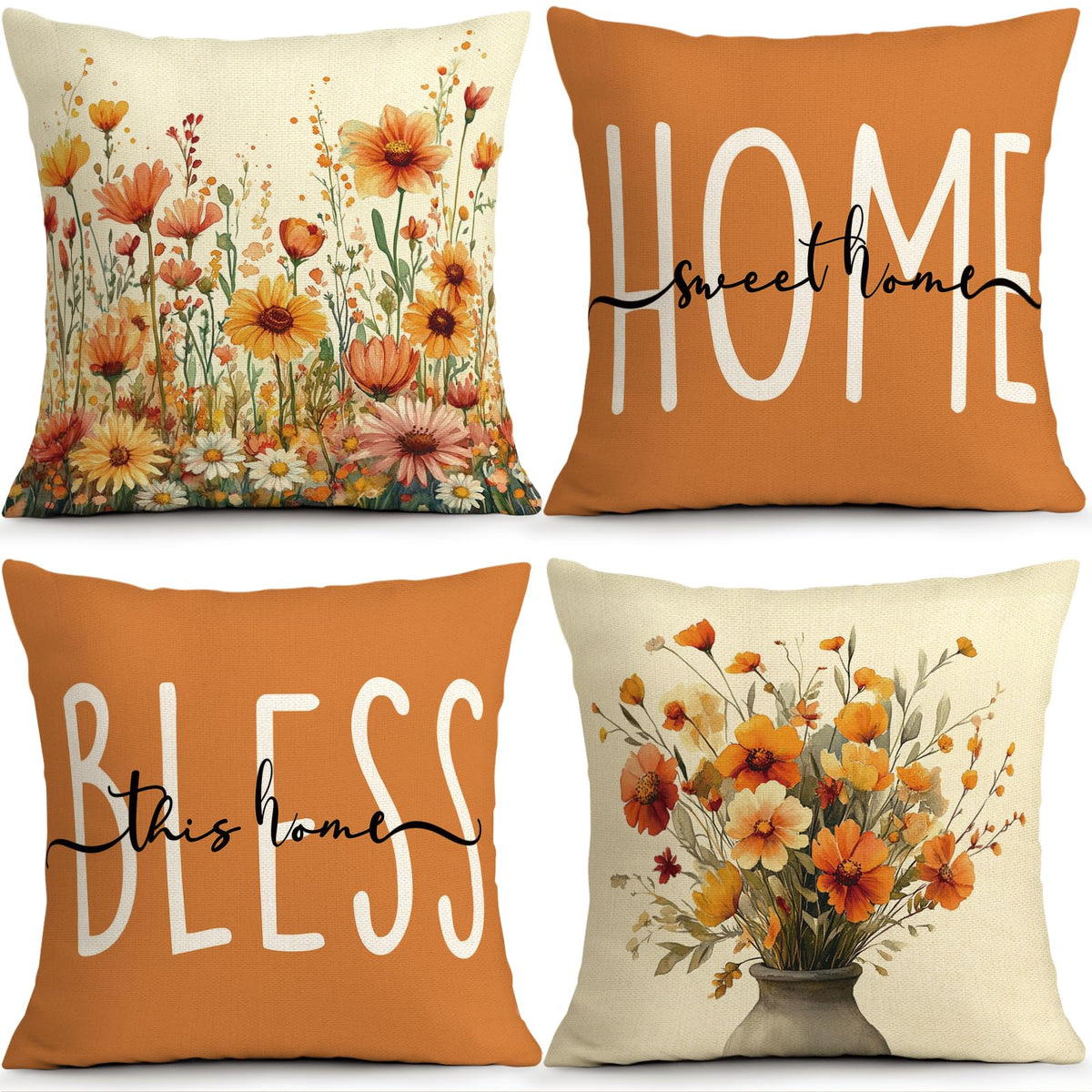 Sage Green Leaves Pillow Covers 18x18 Inch Botanical Cushion Cover Set of 4
