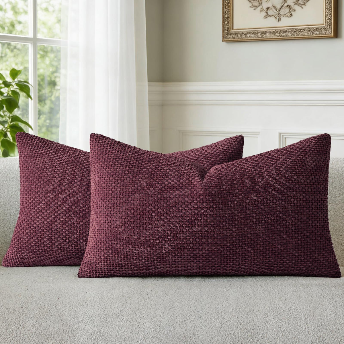 a moment Grey-Beige Chenille Throw Pillow Covers 16x16 Inch Pack of 2 Modern Decorative Throw Pillow Cases Farmhouse Cross Throw Pillowcases Home Decor for Sofa Bedroom Living Room