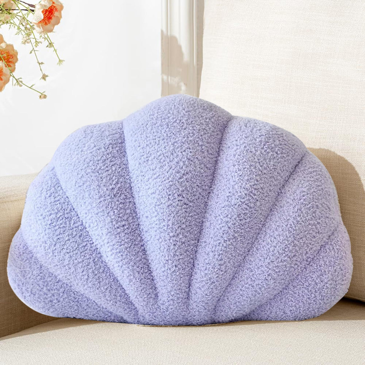 XIAIJIA White Seashell Throw Pillows, Shell Shaped Pillow, 13x10 Inch