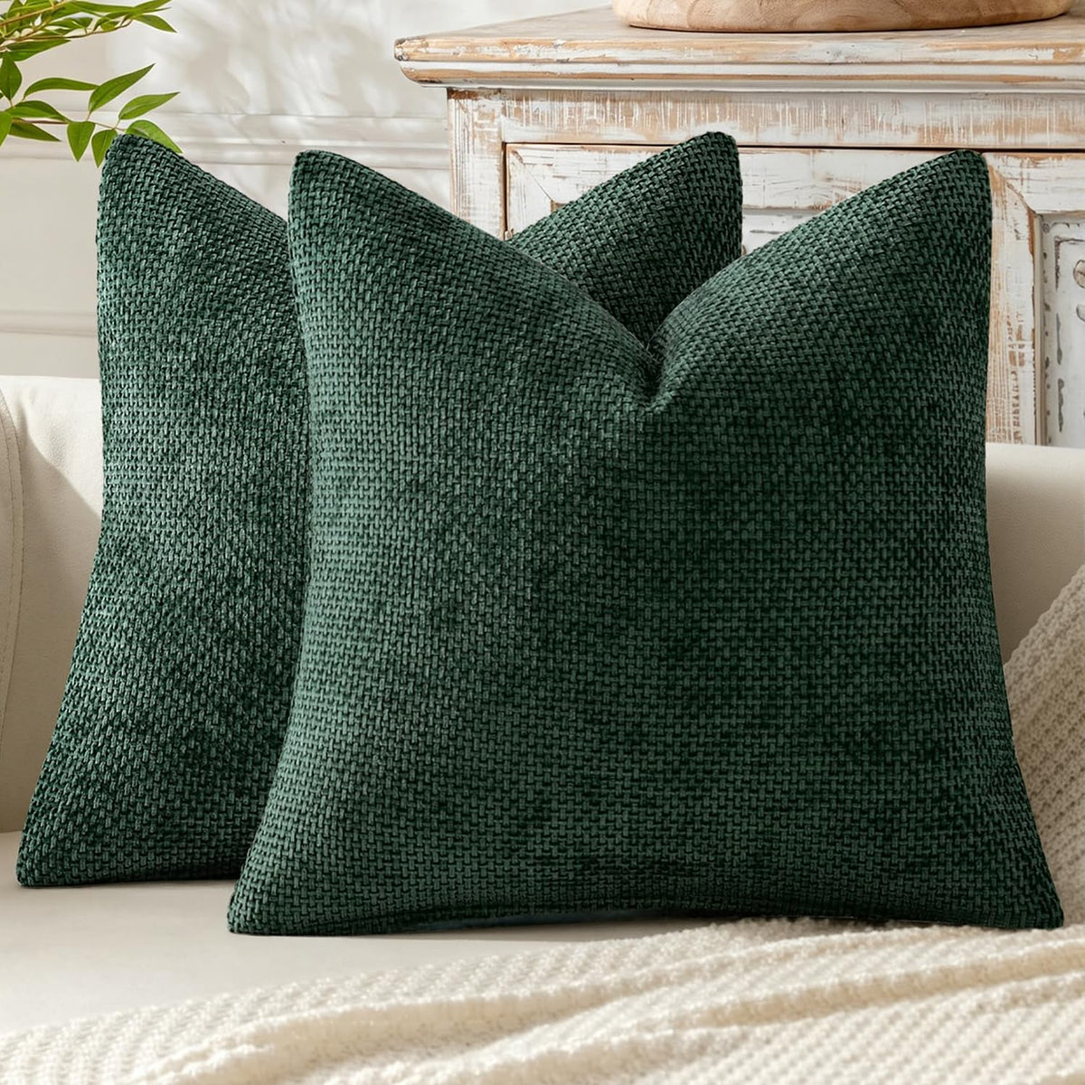 MIULEE Decorative Couch Throw Pillow Covers 20x20 Inch Neutral Beige 2 Pack