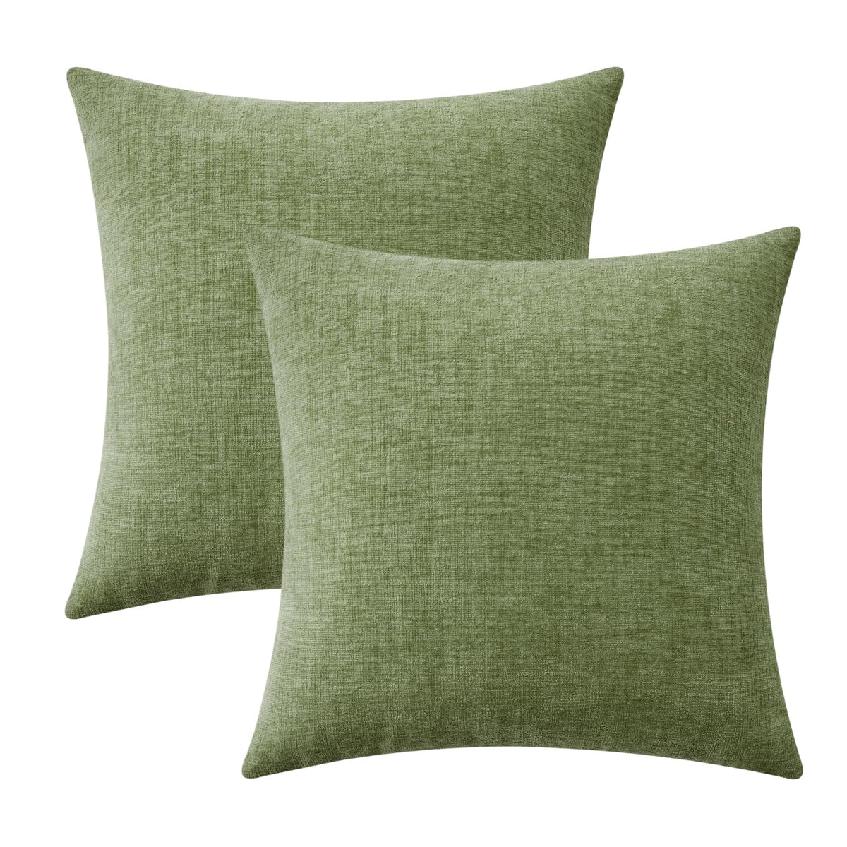 MIULEE Soft Chenille Throw Pillow Covers Green 18x18 Inch Pack of 2