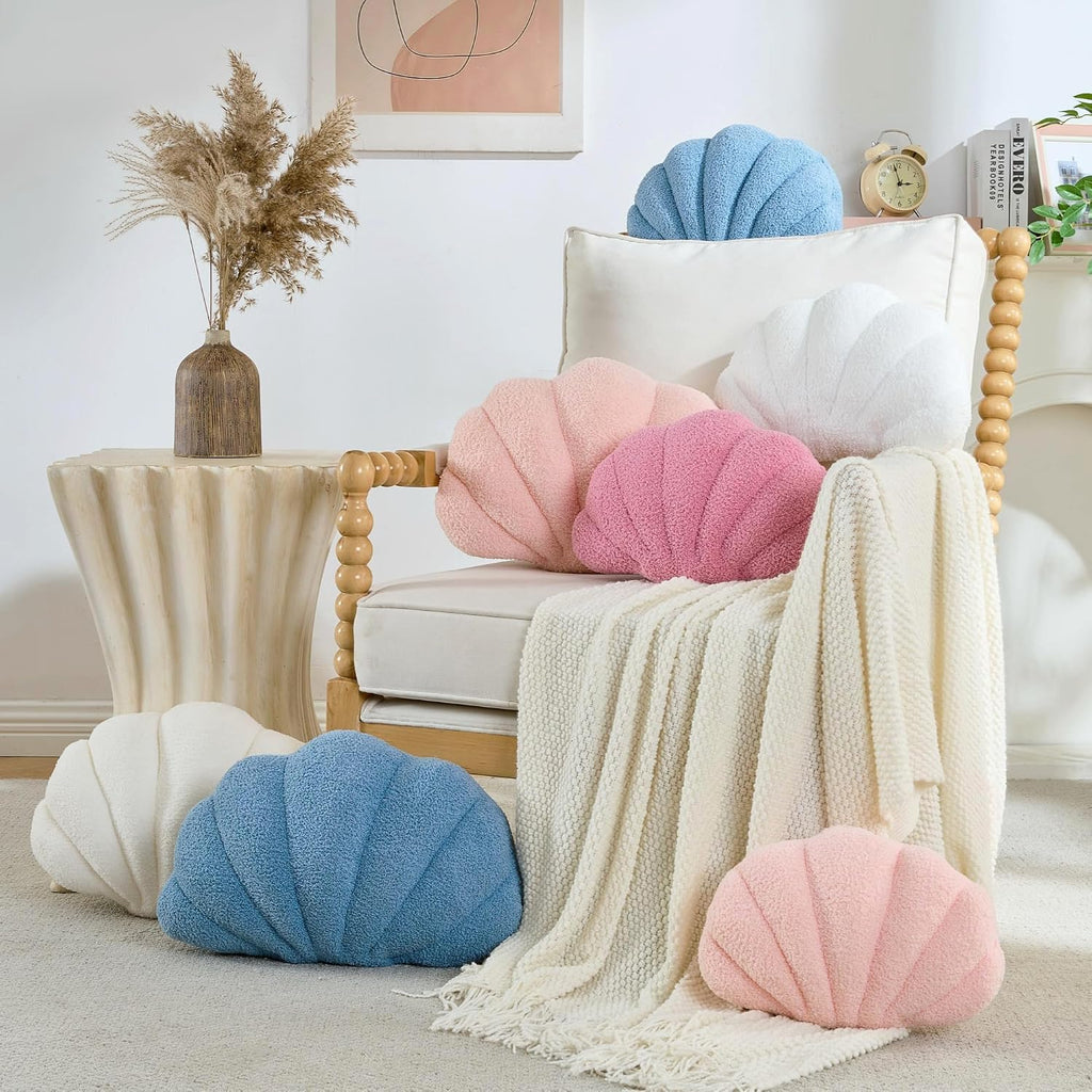 CANGHI Shell Pillow, Seashell Pillow,Seashell Throw Pillows,White 13"x10"