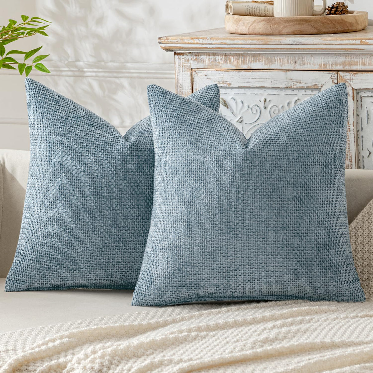 MIULEE Decorative Couch Throw Pillow Covers 20x20 Inch Neutral Beige 2 Pack