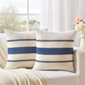 Fancy Homi Set of 2 Boho Olive Green Decorative Throw Pillow Cover 18x18 Inch for Couch Bed Sofa, Aesthetic Modern Organic Farmhouse Home Decor, Soft Cotton Cute Accent Macrame Woven Cushion Case