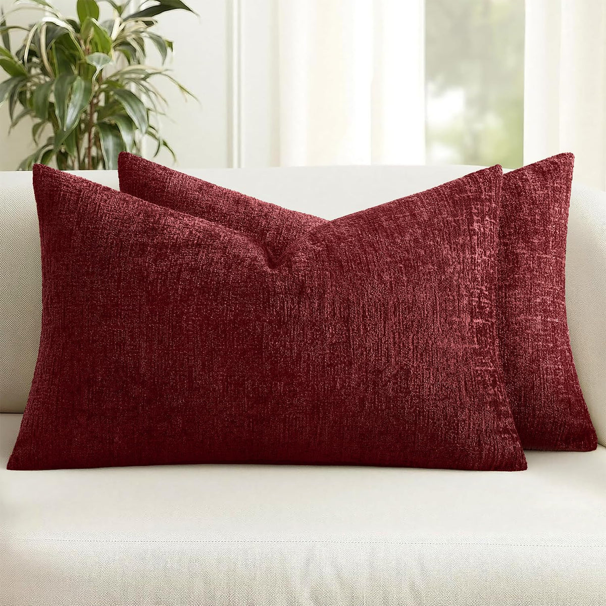 MIULEE Couch Pillow Covers Textured Chenille Home Decor 20x20 Navy Blue