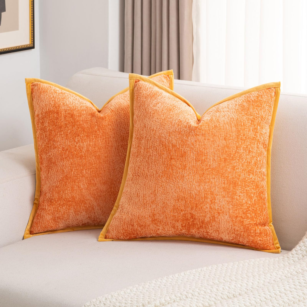 FUTEI Pack of 2 Chenille Soft Throw Pillow Covers 18x18 Inch, Hot Pink