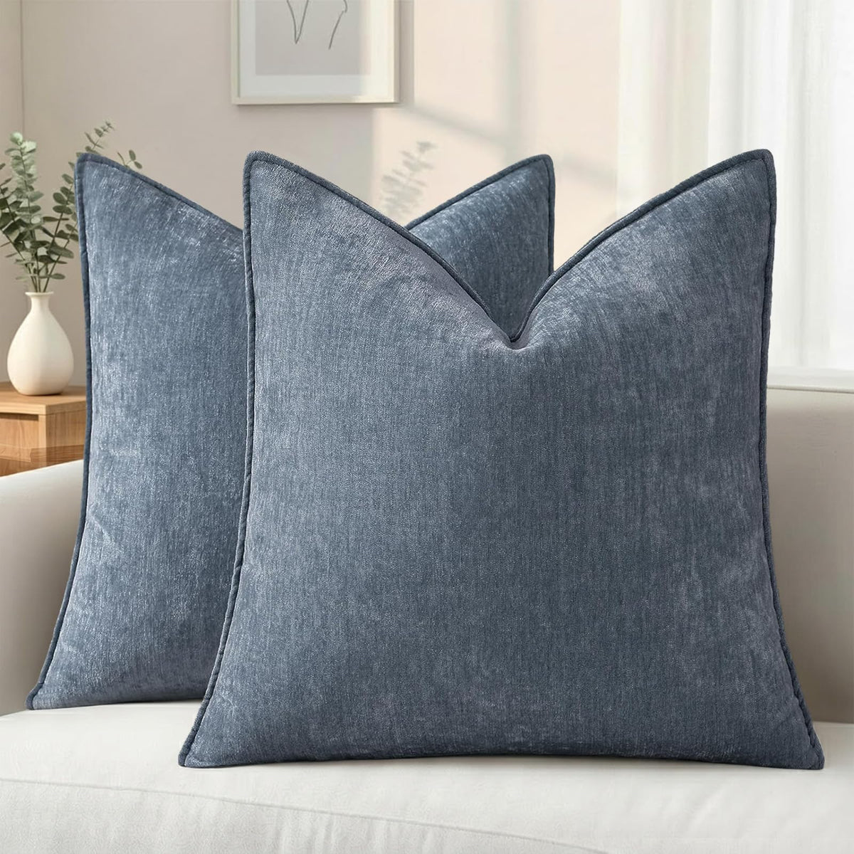 decorUhome Chenille Ultimate Gray Throw Pillow Covers 18x18 Set of 2