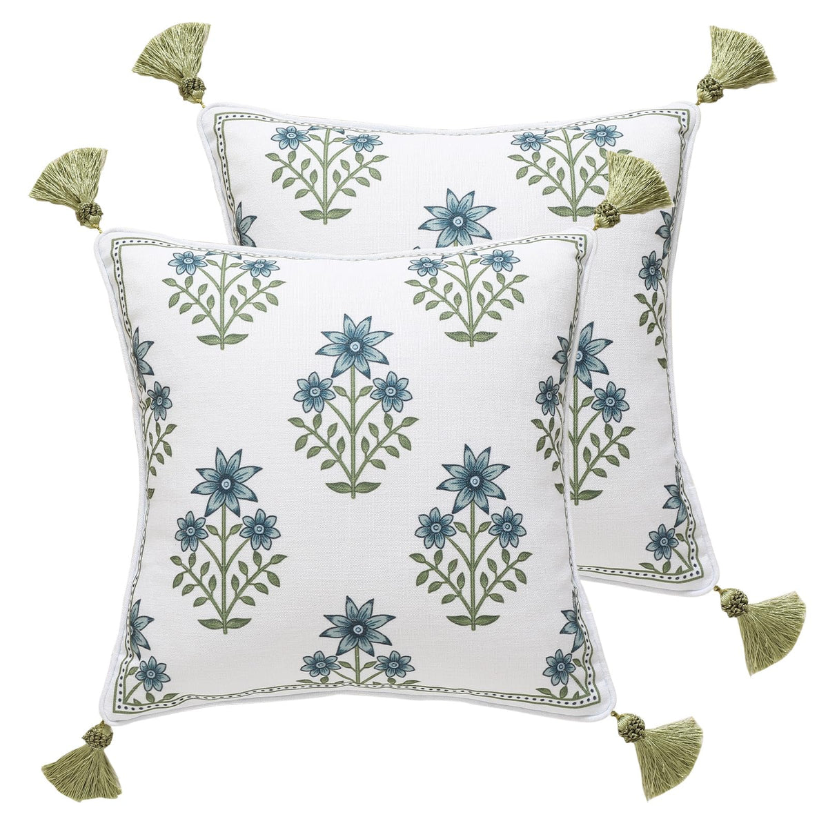 ISAENNE Vintage Elegant Linen Square Throw Pillow Cover,18"x18"-Albano A