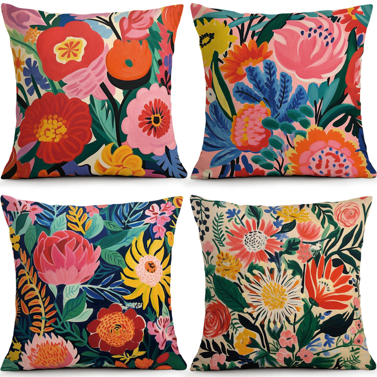 Sage Green Leaves Pillow Covers 18x18 Inch Botanical Cushion Cover Set of 4