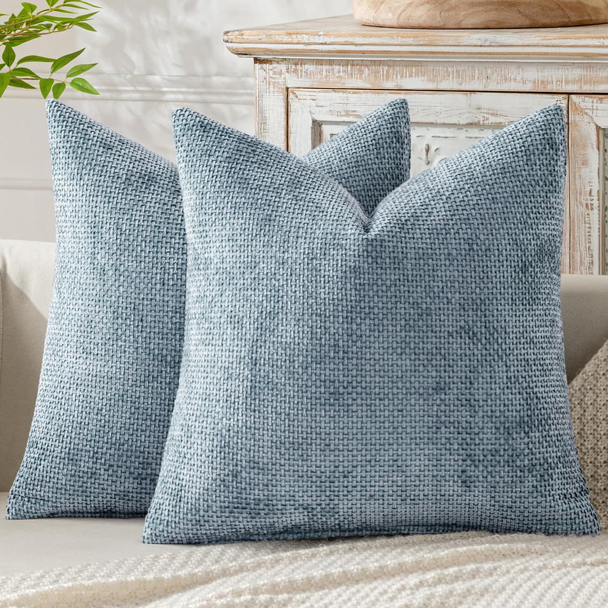 MIULEE Decorative Couch Throw Pillow Covers 20x20 Inch Neutral Beige 2 Pack