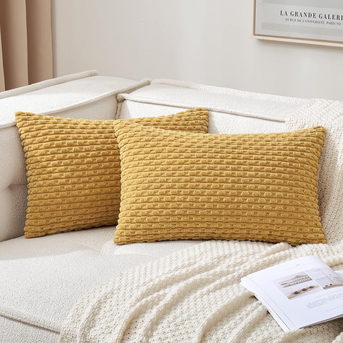 MIULEE Decorative Throw Pillow Covers 20x20 Sage Green Textured Corduroy