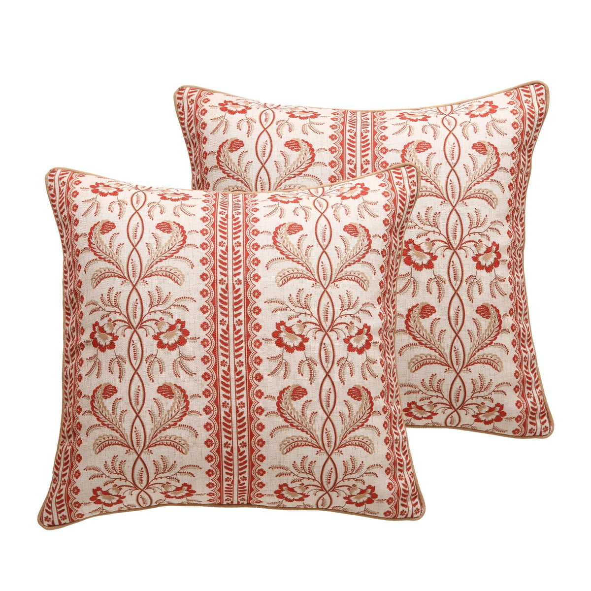 ISAENNE Vintage Elegant Linen Square Throw Pillow Cover,18"x18"-Albano A