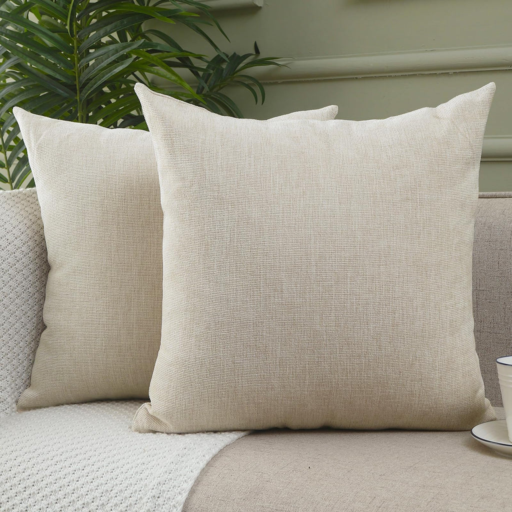 Jepeak Decorative Chenille Throw Pillow Covers, 18x18 Pack of 2 Steel Blue