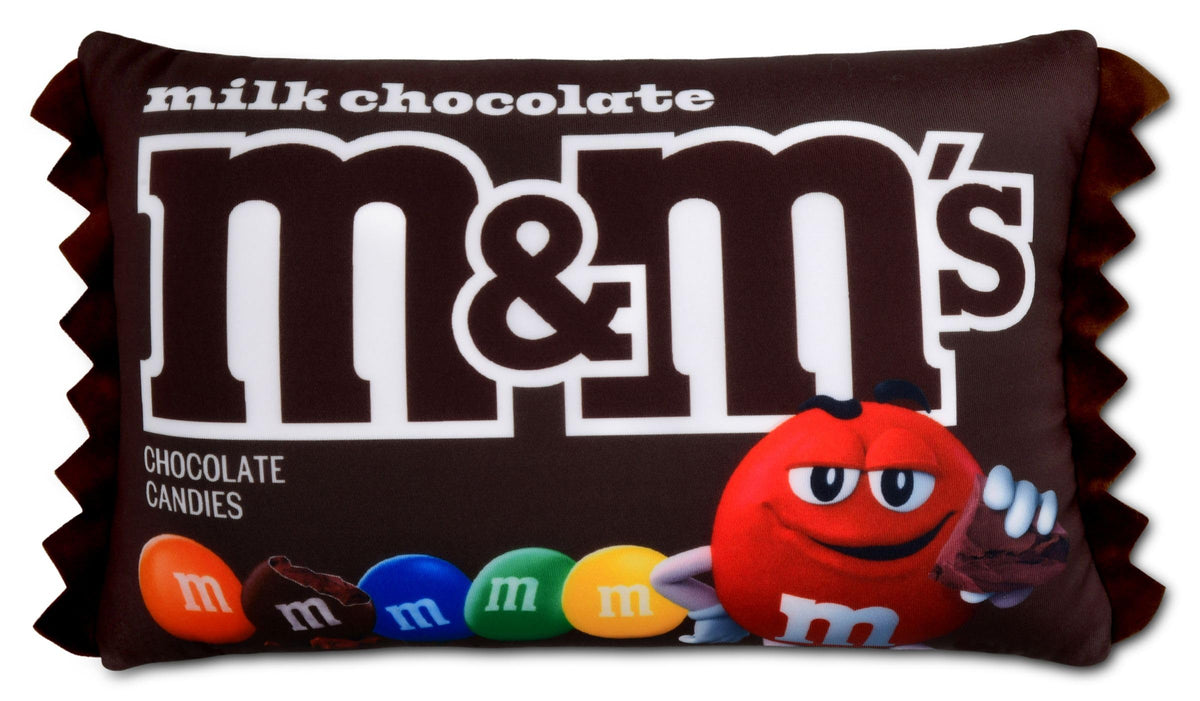 iscream M&M's Package-Shaped Printed Plush Fleece 7-Piece Throw Pillow Set