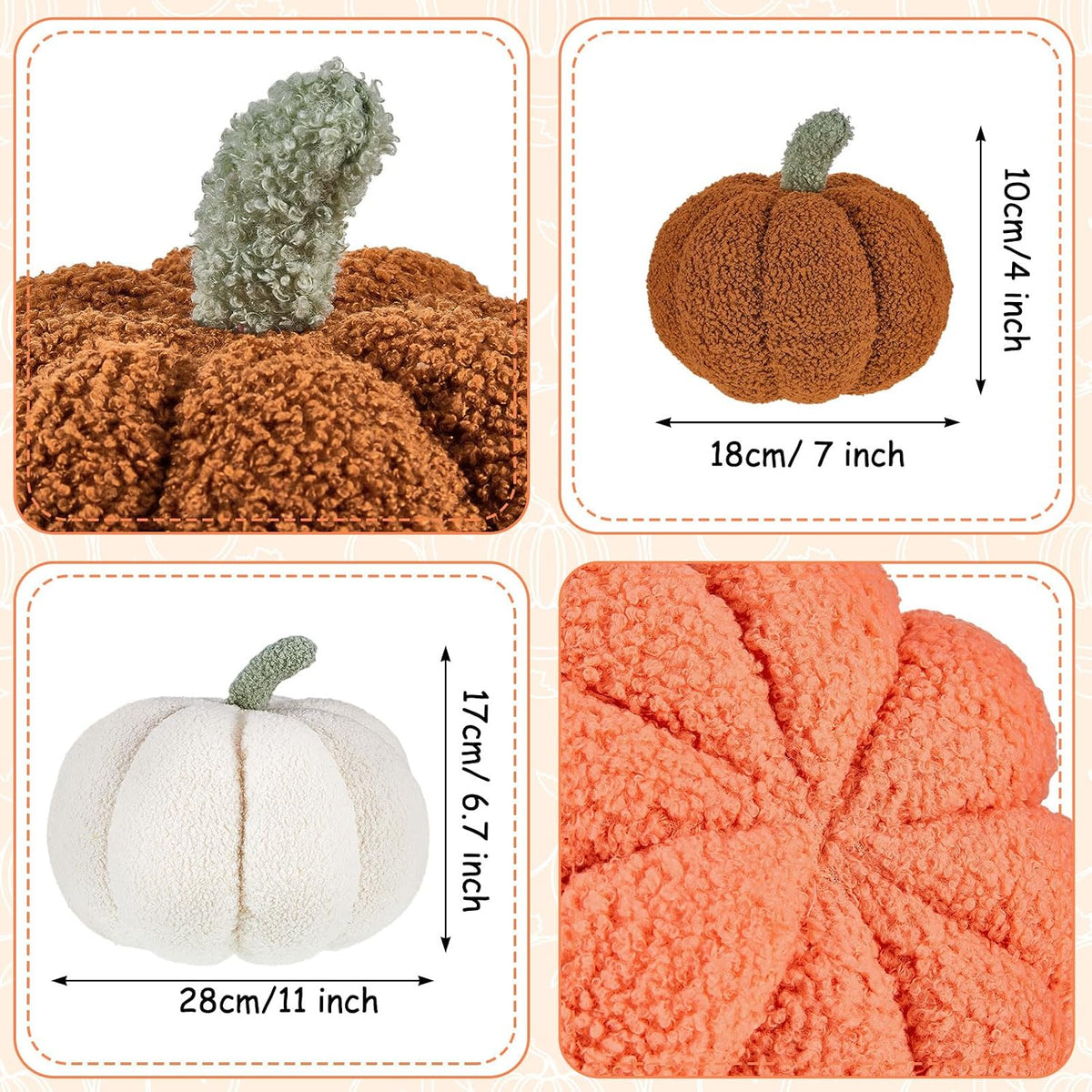 Juexica 3 Pcs Stuffed Pumpkin Pillows Fall Decor Cushions,Autumn Warm