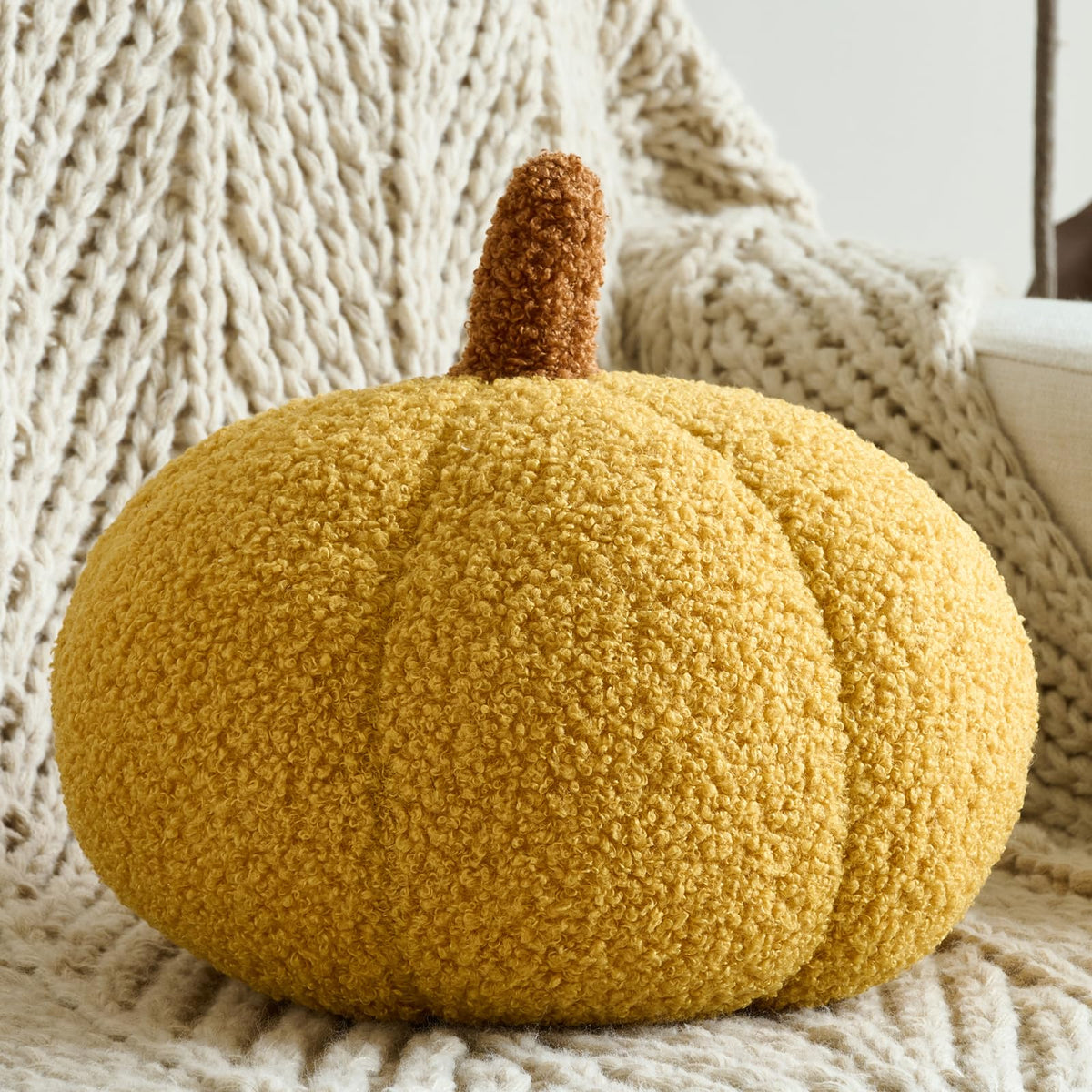 Pumpkin Pillows, Halloween Fall Room Décor (Orange, 8.6 Inches)