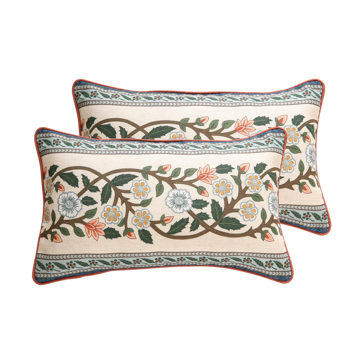 ISAENNE Vintage Elegant Linen Square Throw Pillow Cover,18"x18"-Albano A