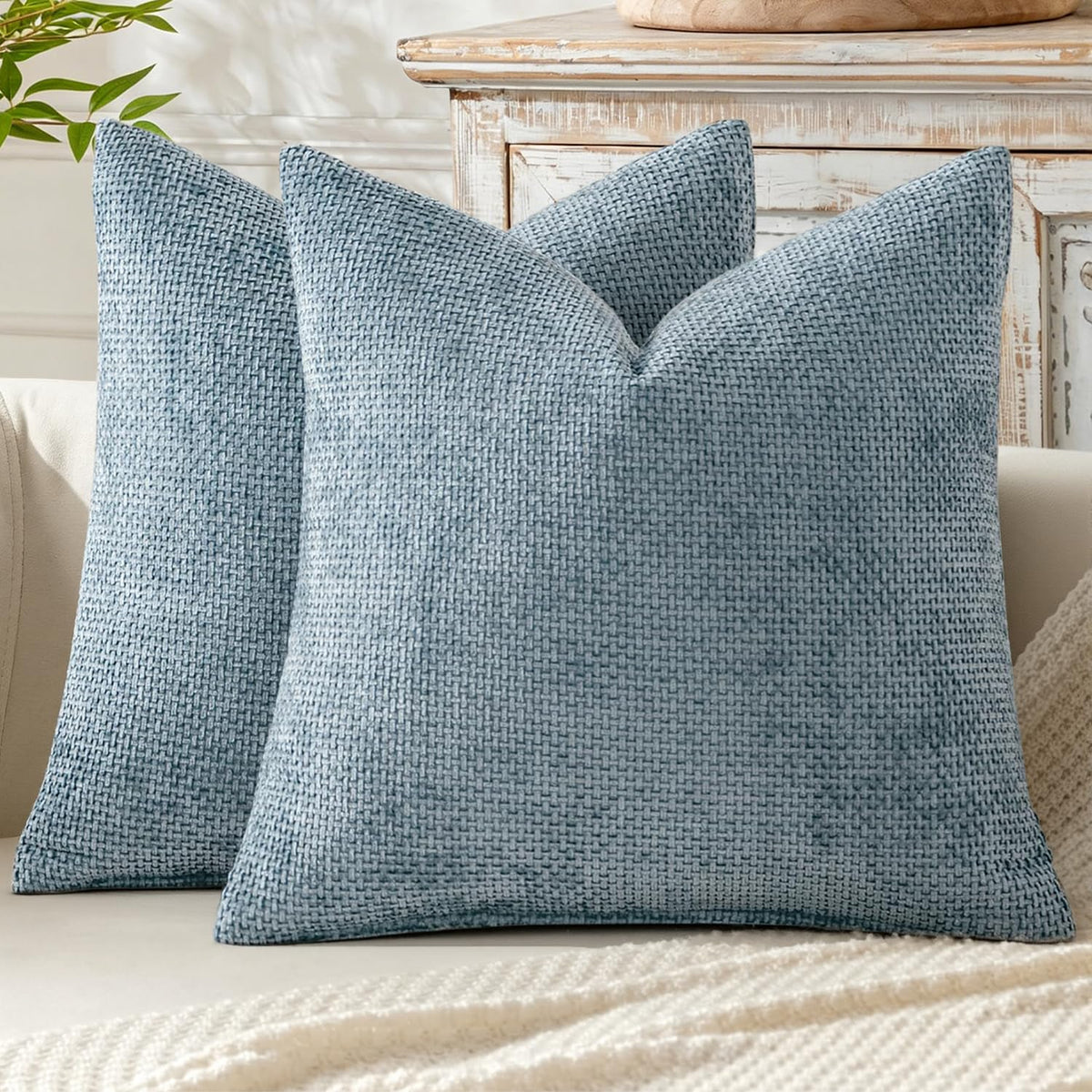 MIULEE Decorative Couch Throw Pillow Covers 20x20 Inch Neutral Beige 2 Pack
