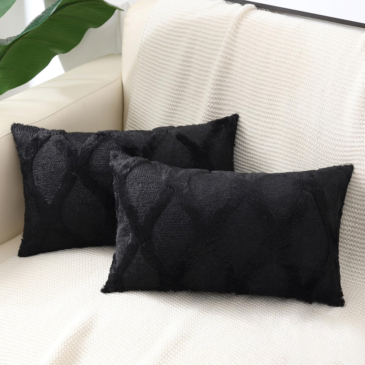 decorUhome Fall Throw Pillow Covers 18x18 Inch Set of 2, Soft Plush Faux Fur Wool Rust Couch Pillow Covers, Decorative Neutral Pillow Cases for Bed Sofa Living Room Home Decor