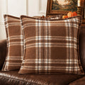 MIULEE Fall Plaid Pillow Covers 18x18 Khaki Fall Decorations for Home