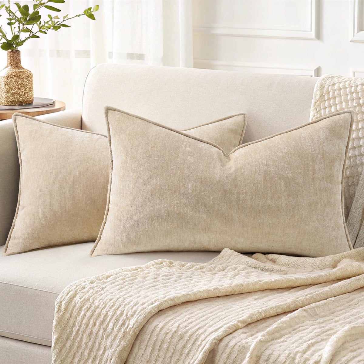 decorUhome Chenille Ultimate Gray Throw Pillow Covers 18x18 Set of 2