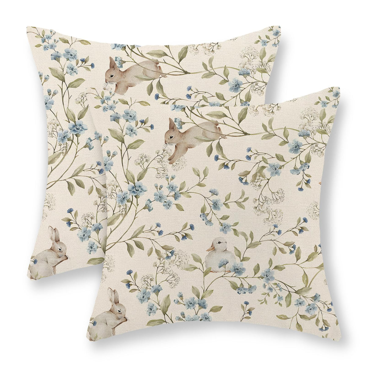 Sage Green Pillow Covers 18x18 Set of 2 Light Green Chinoiserie Bird Floral Throw Pillows Outdoor Decor Vintage Hummingbird Flower Pillow Cases Linen Decorative Cushion Cover for Couch Sofa