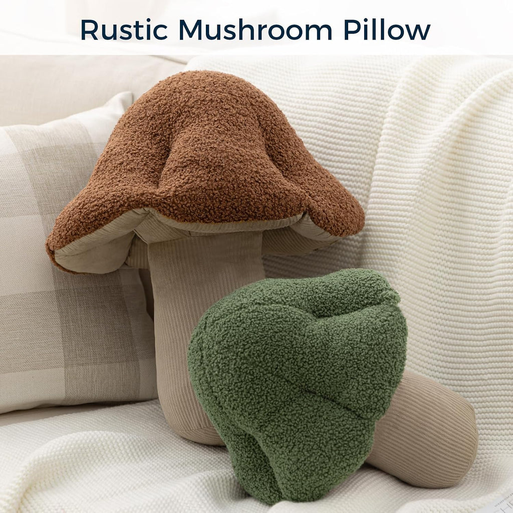 Phantoscope Mushroom Shaped Throw Pillow, Teddy Fleece Soft Mushroom Decorative Pillows Cute 3D Shaped Cushion for Couch Sofa Bed Chair, Light Green,16 x14 inches