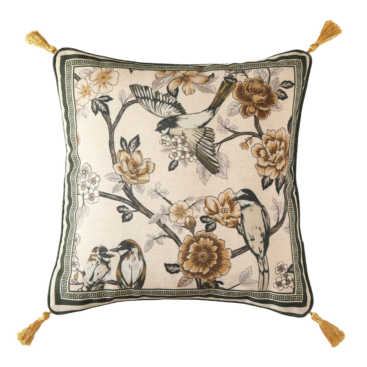 ISAENNE Vintage Elegant Linen Square Throw Pillow Cover,18"x18"-Albano A