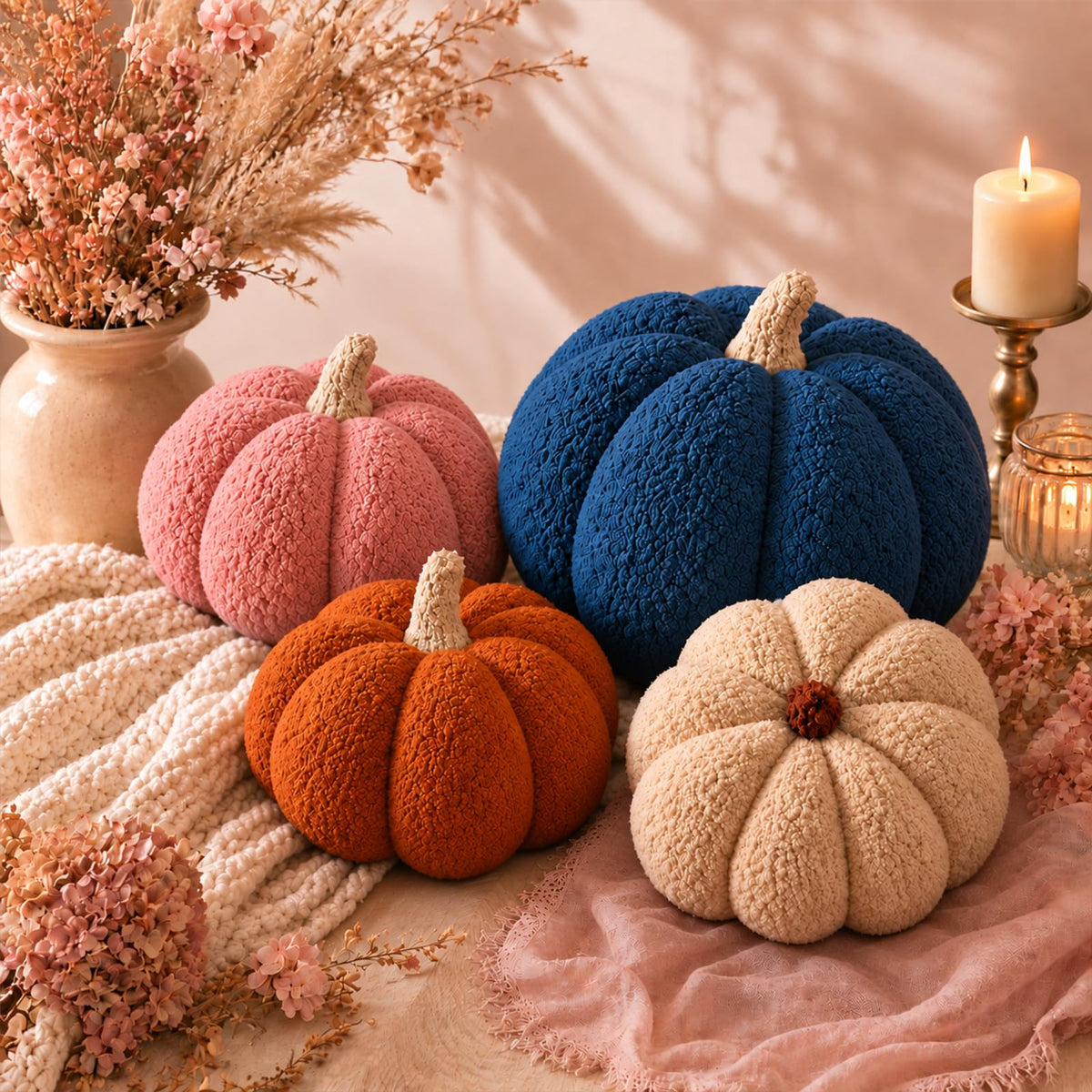 Juexica 3 Pcs Stuffed Pumpkin Pillows Fall Decor Cushions,Autumn Warm