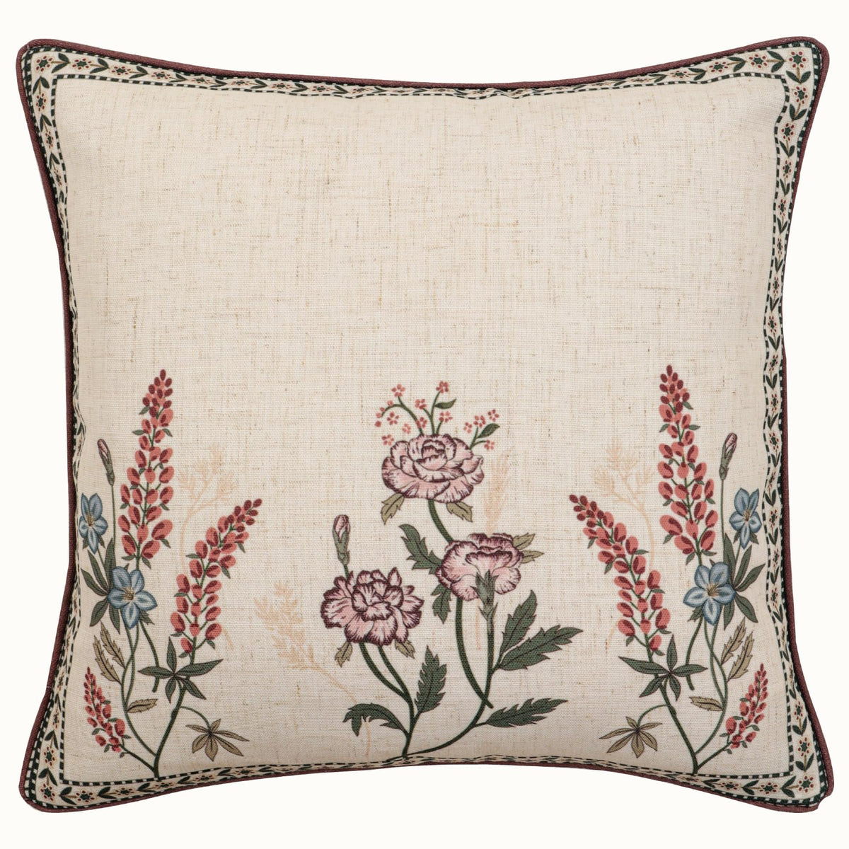 ISAENNE Vintage Elegant Linen Square Throw Pillow Cover,18"x18"-Albano A
