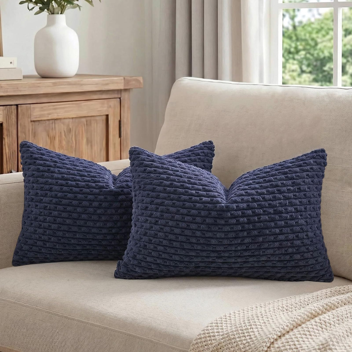 Fancy Homi 2 Packs Blush Pink Decorative Throw Pillow Covers 18x18 Inch for Couch Bed Sofa, Modern Farmhouse Boho Home Decor, Soft Cute Plush Corduroy Cushion Case 45x45 cm