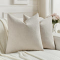 FUTEI Pack of 2 Faux Linen Throw Pillow Covers 18x18 Inch,Light Grey
