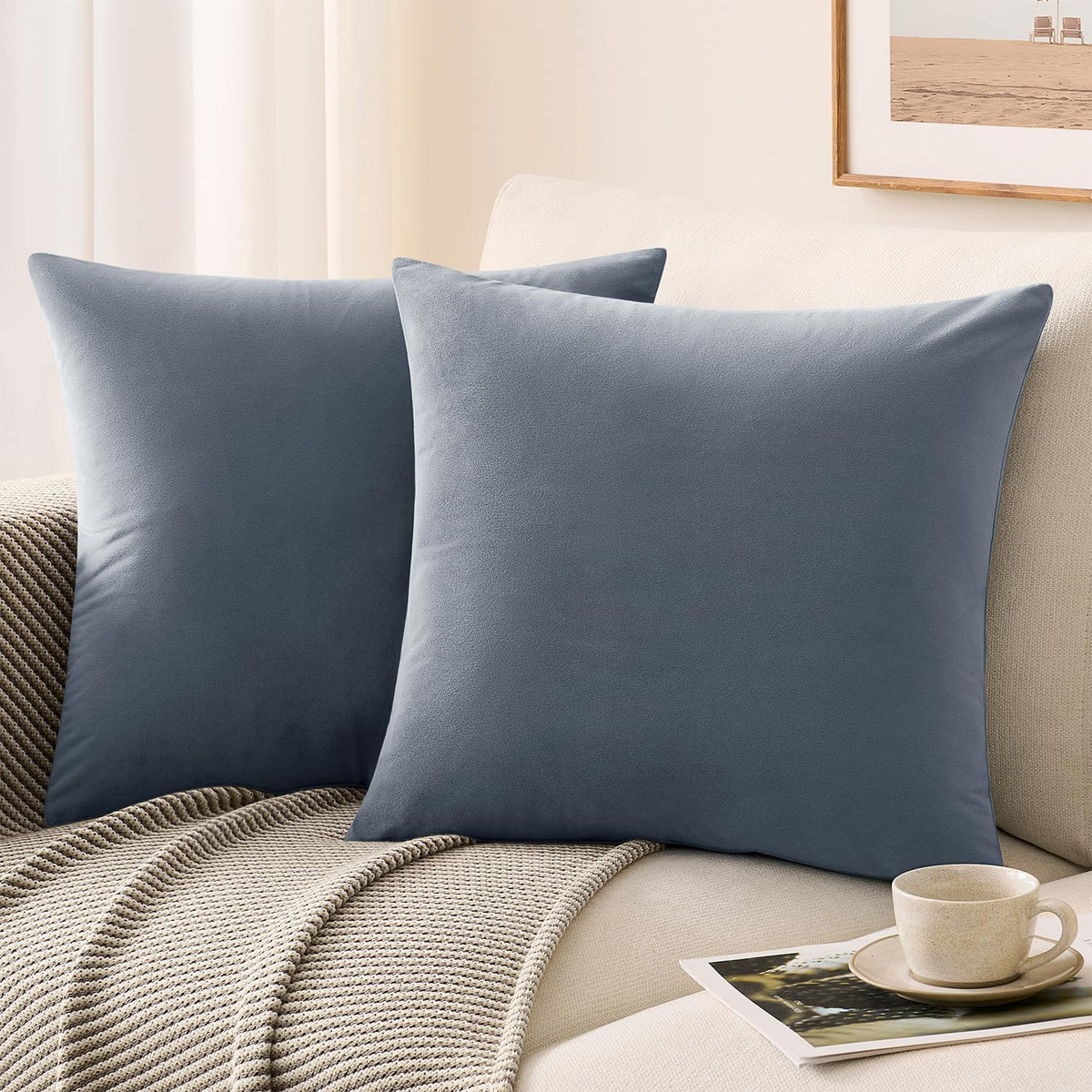 Throw Pillow Covers Rust Set of 2 18x18 Inch Pillow Covers, Soft Velvet Fall Decorative Cases for Couch Sofa Bed, Home Boho Decor, Modern Farmhouse Cushion Covers