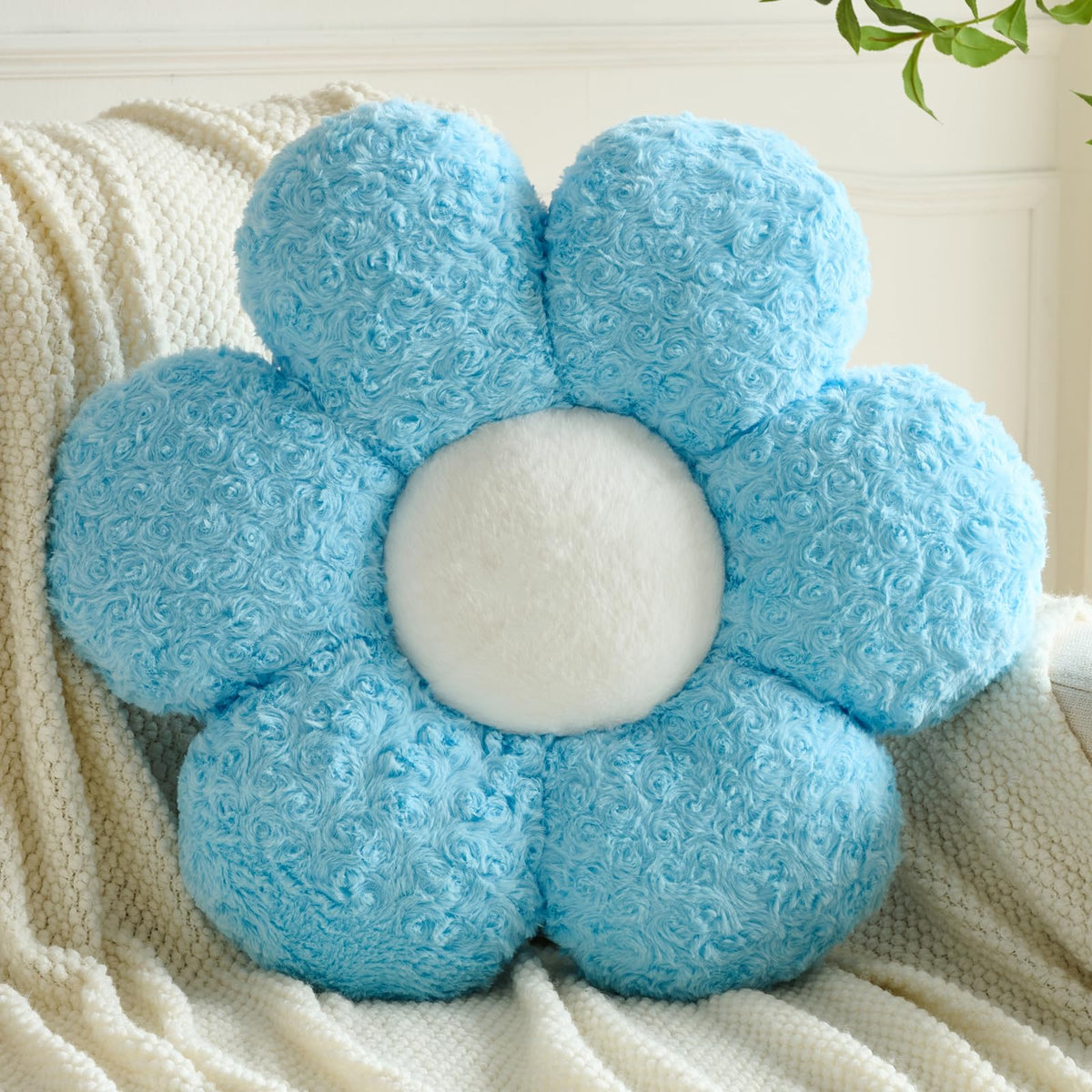 Flower Pillows, Decorative Throw Pillow with Soft Plush for Couch, Flower Shaped Pillow Home Decor Daisy Pillow for Bed (Pink, 14.9 Inches)