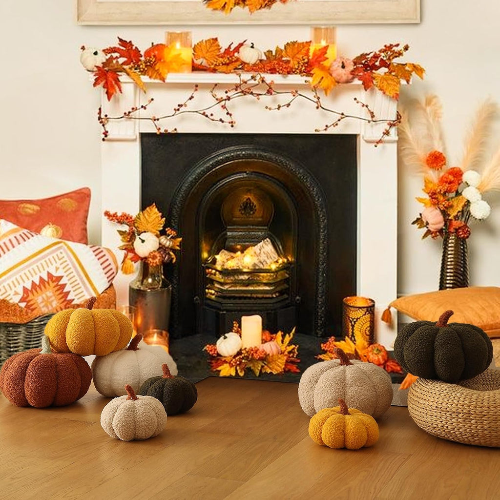 YRXRUS Halloween Pumpkin Pillows, Brown Pumpkin Shaped Throw Pillows Gifts, Fall Room Decoration, Small Cute Halloween Pillow, Teddy Fleece Small Cute 4x7 Inches Pillow for Natural Decor