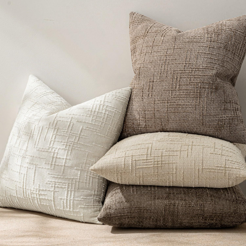 MIULEE Texture Chenille Decorative Throw Pillow Covers Neutral Beige 18x18