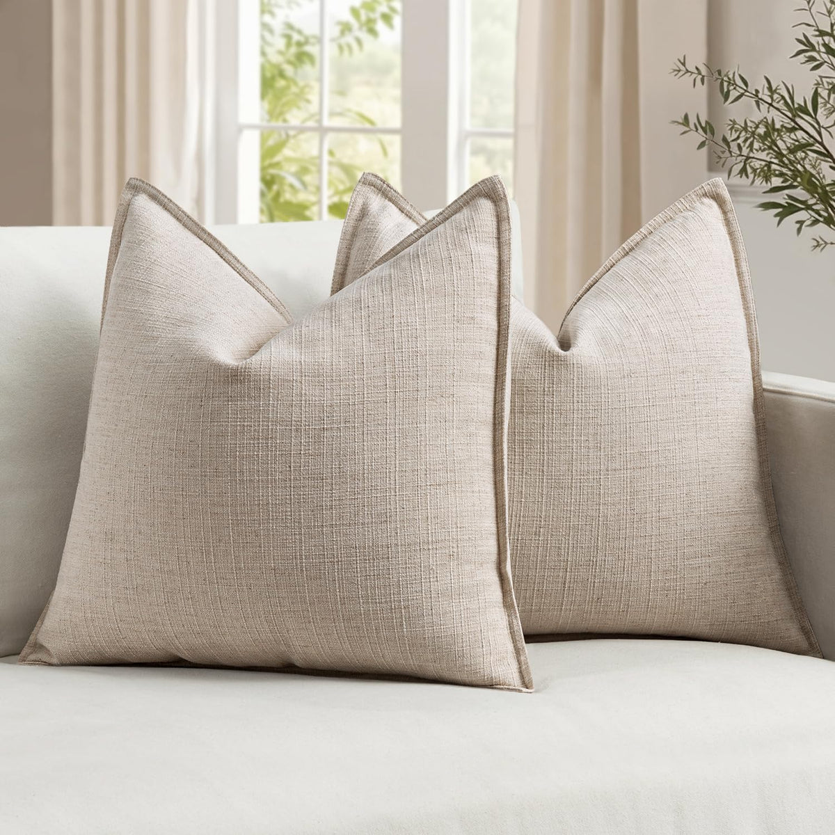 MIULEE Thick Textured Navy Blue Decorative Throw Pillow Covers 18x18 Inch
