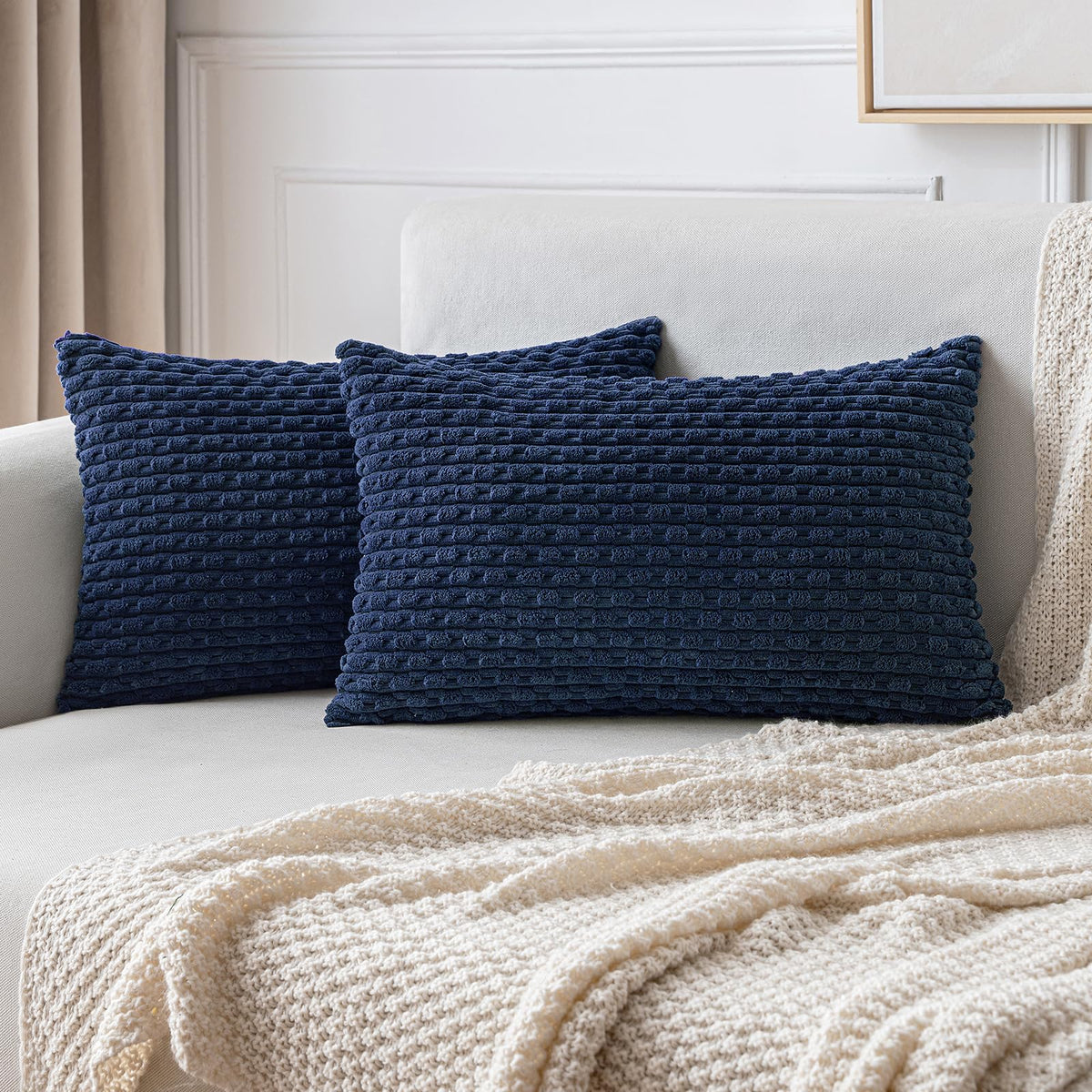 MIULEE Decorative Throw Pillow Covers 20x20 Sage Green Textured Corduroy