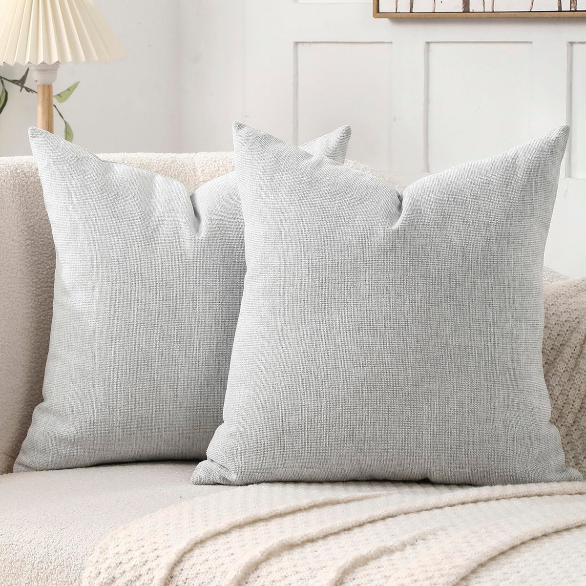 Jepeak Decorative Chenille Throw Pillow Covers, 18x18 Pack of 2 Steel Blue