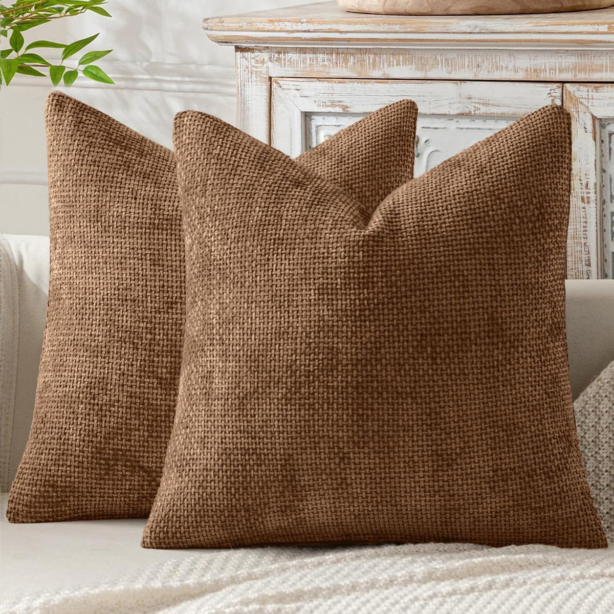 MIULEE Decorative Couch Throw Pillow Covers 20x20 Inch Neutral Beige 2 Pack