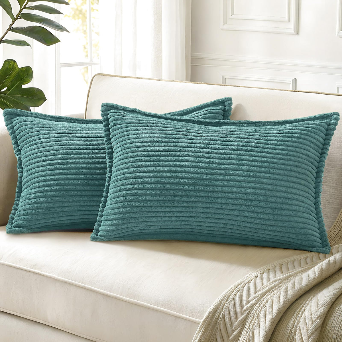 decorUhome Fall Corduroy Rust Throw Pillow Covers 18x18 Set of 2